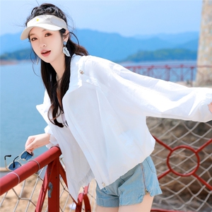 新面料内里蕾丝防晒衣女短款2025夏季新款宽松透气防晒服连帽上衣图片