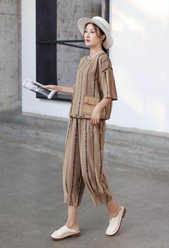 【现货】夏季新款韩版棉麻套装，女装职业装，裳之恋语