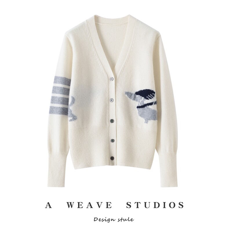 2025年秋季新款百搭V领开衫，女装针织衫/毛衣，戎魅羊绒