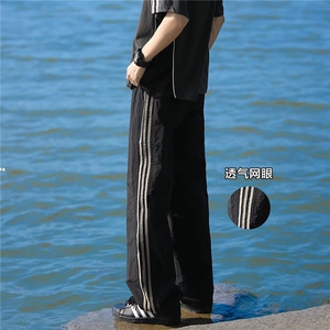 休闲裤男士韩版潮流透气网眼三条杠运动2024夏季ins长裤K5428-P36图片