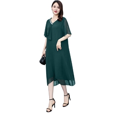 （现货）夏季新款200斤胖MM大码女装雪纺连衣裙宽松遮肚子显瘦，女装连衣裙，深妍伊美