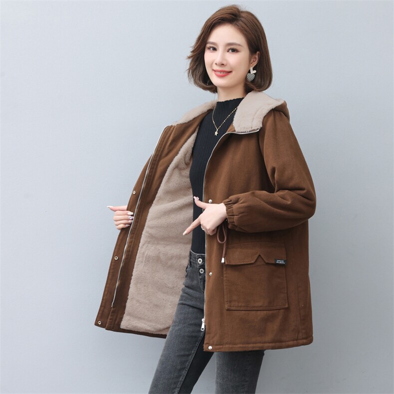 长期现货，加绒派克服女2023年新款韩版宽松棉服,女装派克服,涵誉
