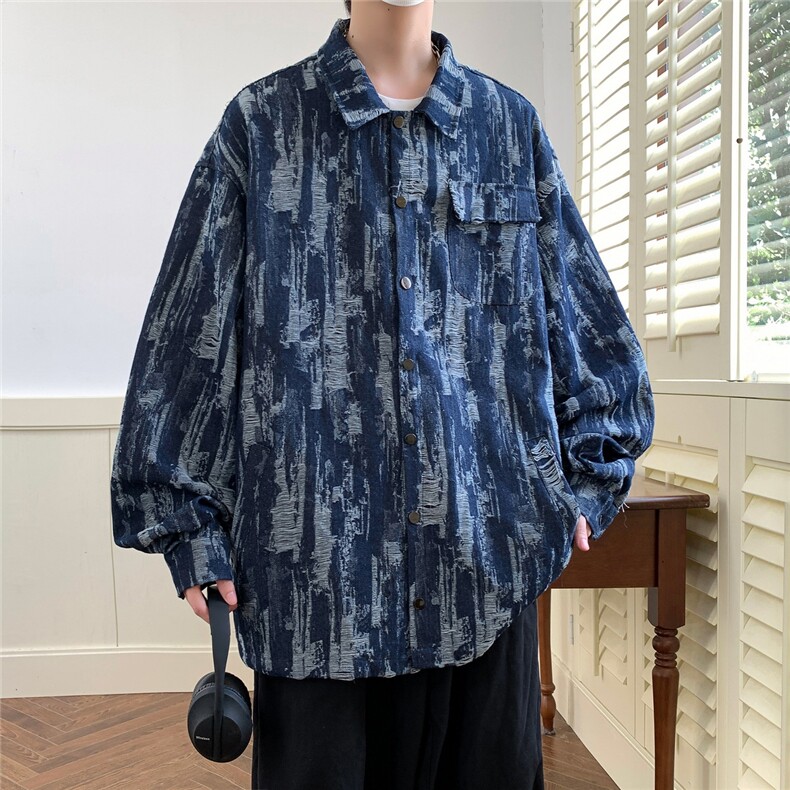 春秋夹克牛仔外套大码港风日系小众痞帅夹克1016-1JK65P98K128,男装工装外套,星座1016-1（原电商B408-1）