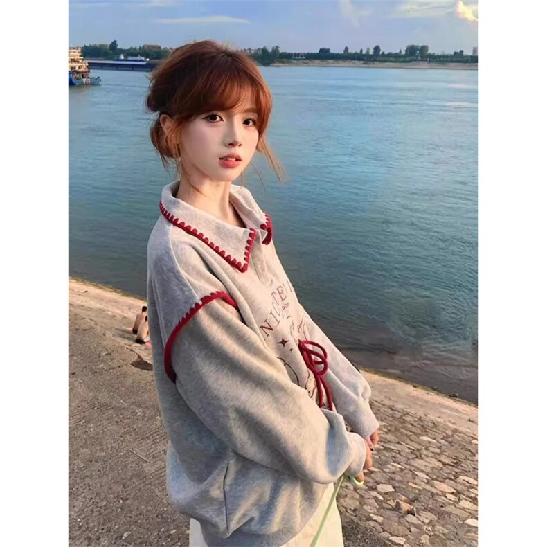 W10644-P50加绒55网图现货华棉复合印花翻领套头卫衣,男装卫衣,星座1608