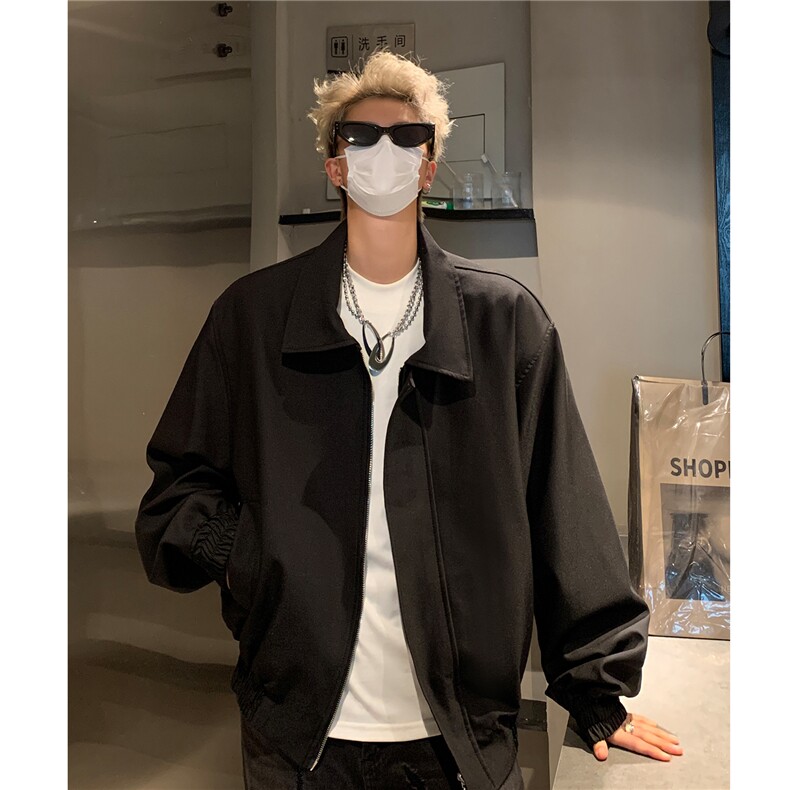 24秋装美式设计感短款中性夹克boxy翻领外套男H988P98,男装夹克,电商A341