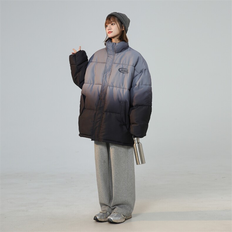 新款渐变棉衣女士立领棉服宽松棉袄面包服外套3351-P80控118,男装棉衣,星座207