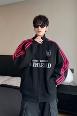 港风美式字母刺绣原版高质量华棉复合开衫立领卫衣男潮ZW407-P50，男装卫衣，星座313A(原308A-2)