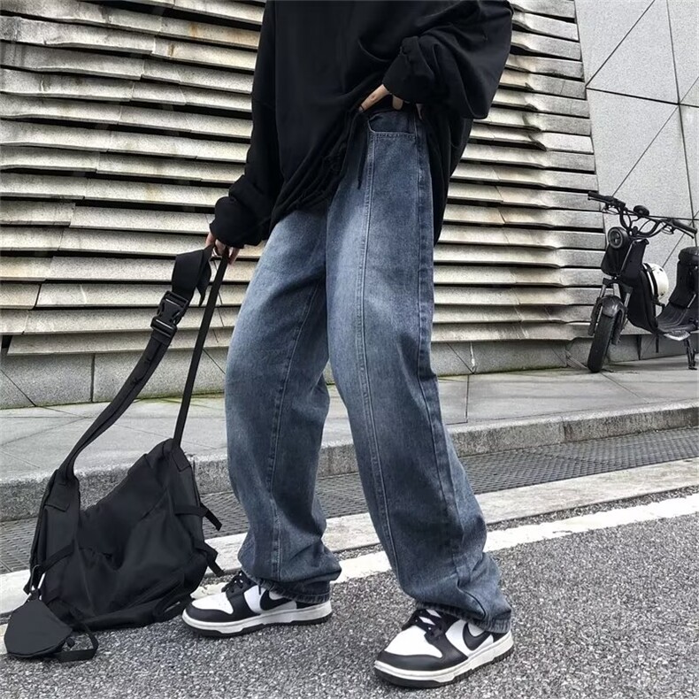 欧美高街vibe裤子ins潮牌牛仔裤男宽松直筒阔腿长裤春秋N819-P46,男装牛仔裤,星座1008