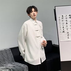 秋季新款港风中式高质量刺绣手工缝骑兵斜翻领长袖衬衫ZC763-P45，男装衬衫，星座313A(原308A-2)