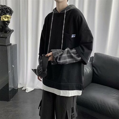假两件卫衣男生秋季宽松韩版潮流连帽上衣ins港风潮外套W126-p38，女装短外套，星座1008-2