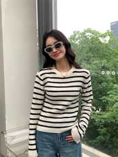 新款圆领女宽松套头休闲上衣针织衫，女装针织衫/毛衣，玛卡隆羊绒