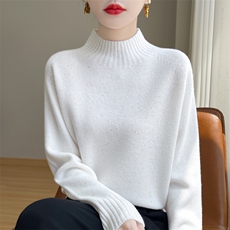 时尚洋气翻领毛衣女秋季内搭长袖宽松显瘦上衣POLO领针织衫打底衫，女装羊毛衫，东远绒业