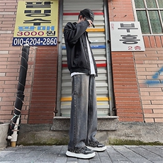 2025春夏复古牛仔裤男显高直筒宽松休闲裤长裤子男女同款778-P45，男装牛仔裤，电商A178