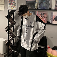 【003】新款球衣银色长袖T恤男运动撞色插肩上衣A079-W22-P36，男装T恤，电商A079