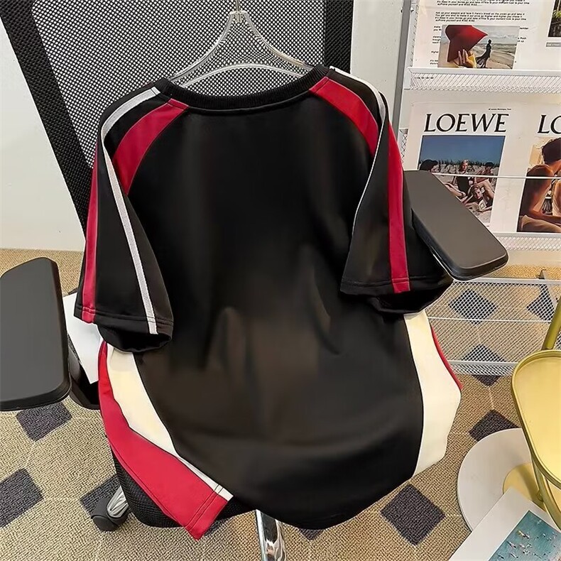 重磅设计感拼色篮球运动短袖男女赛车服机能风宽松T恤GA5145P35,男装T恤,星座1013-5