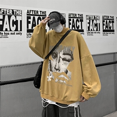 水洗做旧加绒加厚卫衣男23冬高领抽象印花打底衫XZ514-2-X59-P78，男装T恤，星座514-2(原B239)