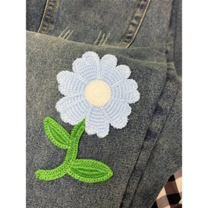 【有货】S809LL-特P52 重工艺花瓣刺绣水洗牛仔裤男女设计感裤子图片