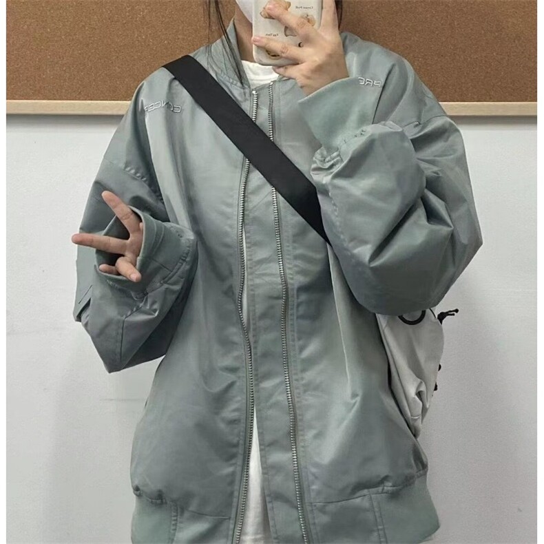 A129-P55秋冬休闲宽松棒球服上衣男日系潮牌刺绣飞行夹克美式,男装夹克,电商B323A