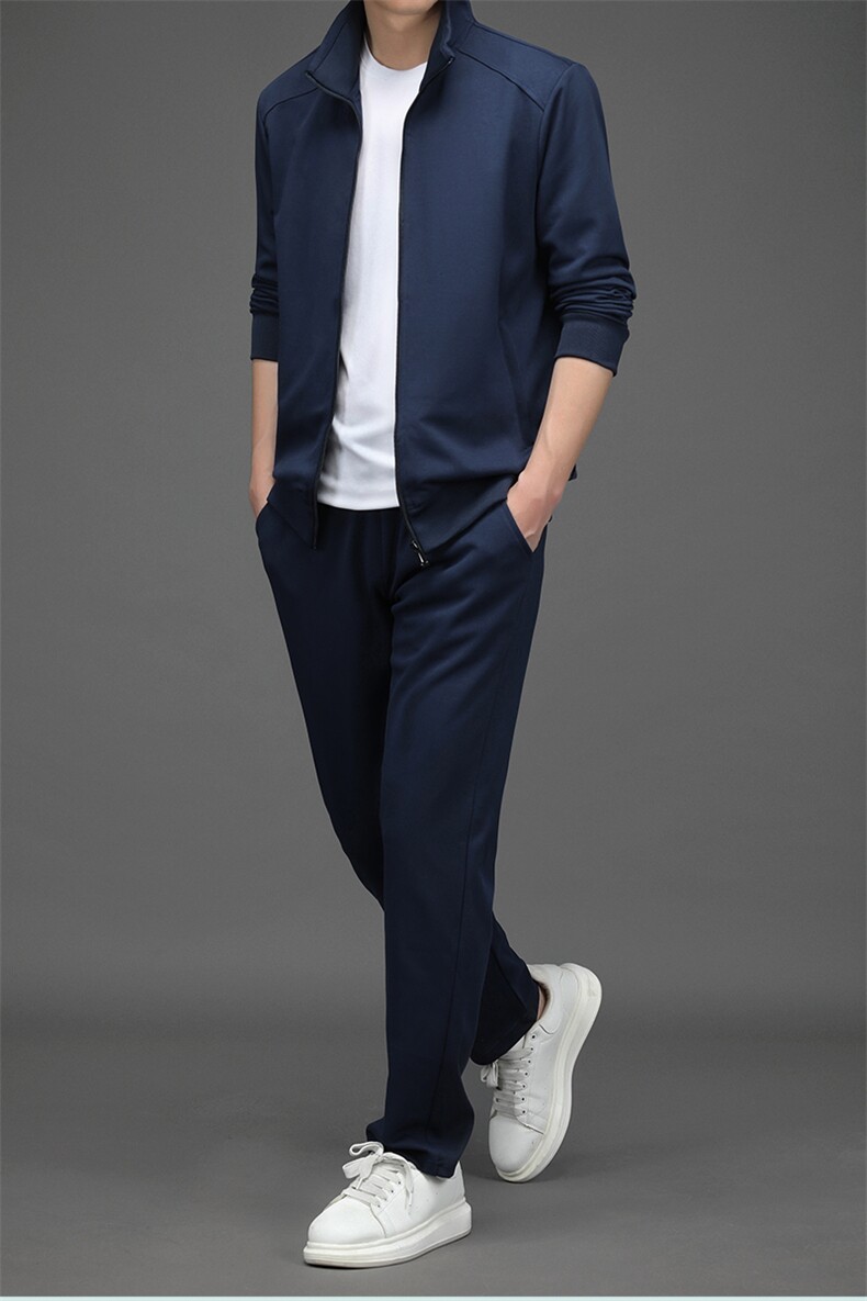中年男士2023新款春秋翻领套装男潮流宽松运动休闲长袖外套两件套,男装休闲套装,电商B212（原钱塘6029）