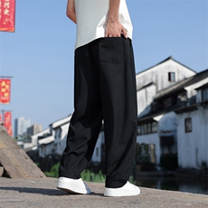春夏新款风棉麻宽松透气休闲裤男士帅气阔腿直筒裤K2511-P65，男装休闲裤，电商A008