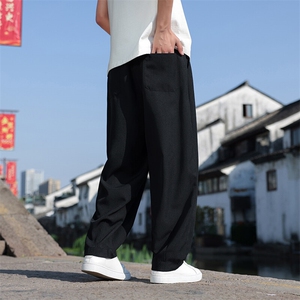 春夏新款风棉麻宽松透气休闲裤男士帅气阔腿直筒裤K2511-P65图片