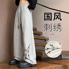 秋季新中式风刺绣潮牌宽松束脚阔腿休闲裤，男装休闲裤，星座209-1