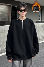 舒适银狐绒450g重磅曼巴棉铆钉半拉链卫衣男W5198J加绒-特P50控98，男装卫衣，电商A001