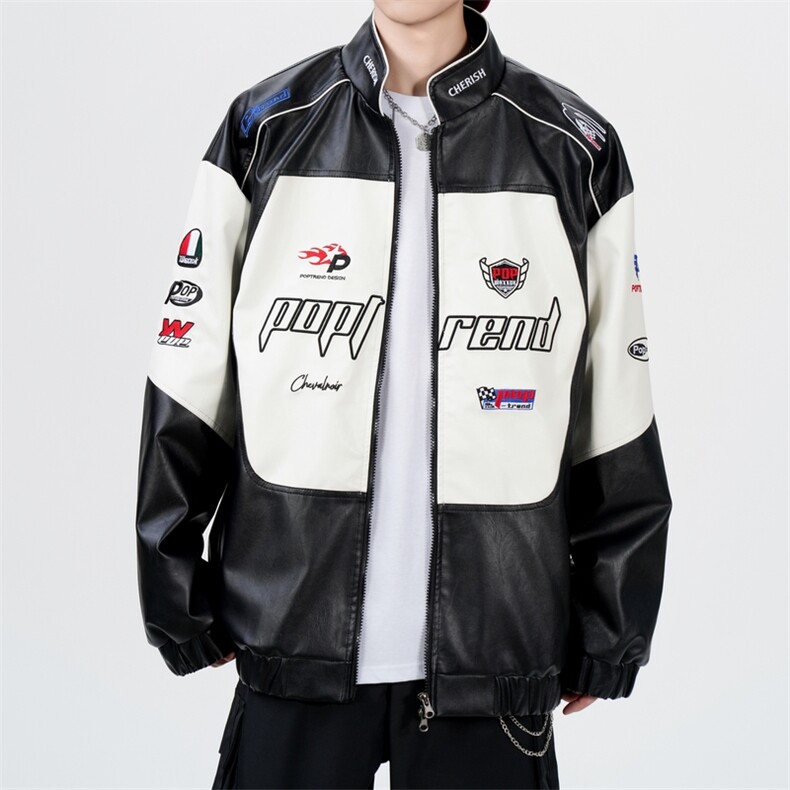 个性拼接皮衣机车服JK2168-P100图片