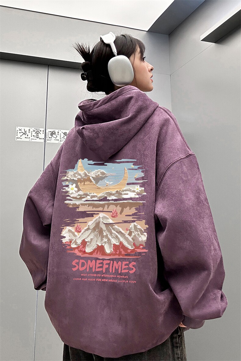 麂皮绒连帽卫衣直播品质重磅400克水彩云印花JL7117-45控78,男装卫衣,星座508（原C305）