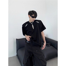 cleanfit镂空短袖男夏季高级感痞帅重磅正肩垫肩体恤上衣TX5806，男装T恤，星座1116A（原606A-3）