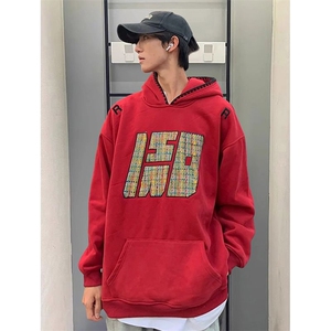 5579-P67新款中长纯棉华棉复合刺绣连帽卫衣加绒图片