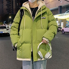主推十万现货新款韩版假两件港风连帽宽松保暖棉衣外套MY9039-P80，男装棉衣，电商A128