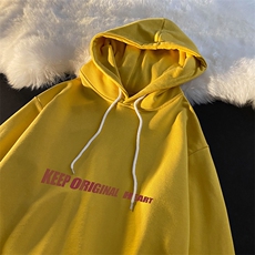 WY2071-P35加绒款-P40纯棉连帽卫衣男大码运动帽衫宽松薄外套男，男装卫衣，电商A040