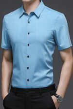 2023夏季新款印花短袖衬衫男装时尚百搭潮流中年男士免烫抗皱衬衣，男装衬衫，电商B212（原钱塘6029）