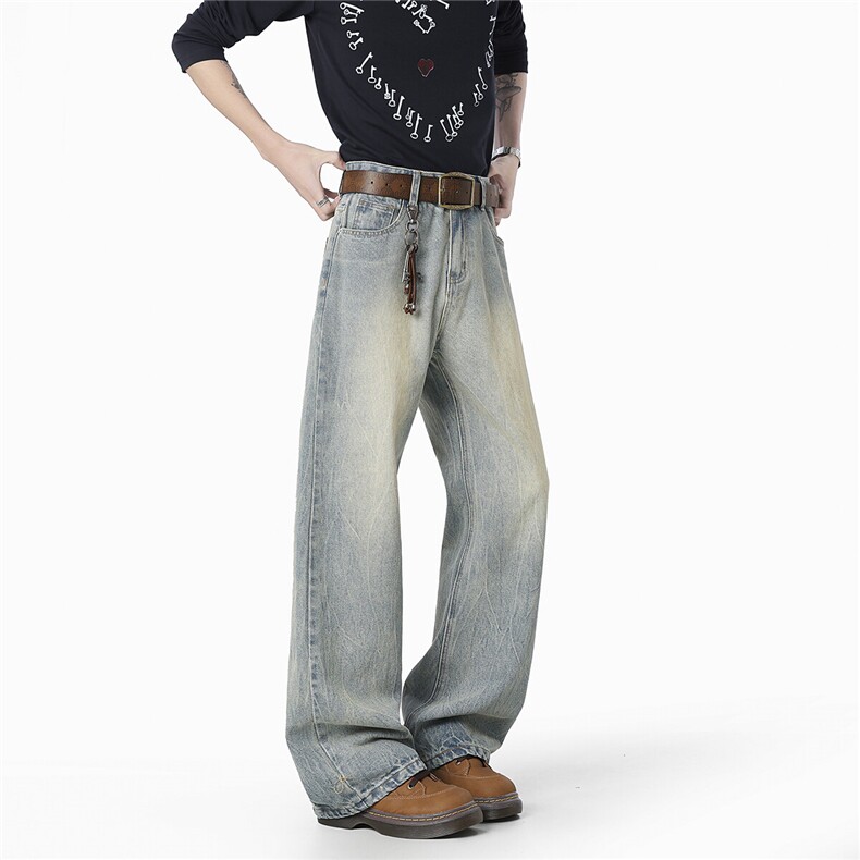 2025春季新款闪电纹微喇牛仔裤K808-P50-控78，男装牛仔裤，电商D309