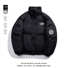 白底白鸭绒冬季ins潮字母加厚保暖立领羽绒服外套YR231P195控258,男装羽绒服,电商A247-1,电商基地 白底白鸭绒冬季ins潮字母加厚保暖立领羽绒服外套YR231P195控258,男装羽绒服,电商A247-1,电商基地