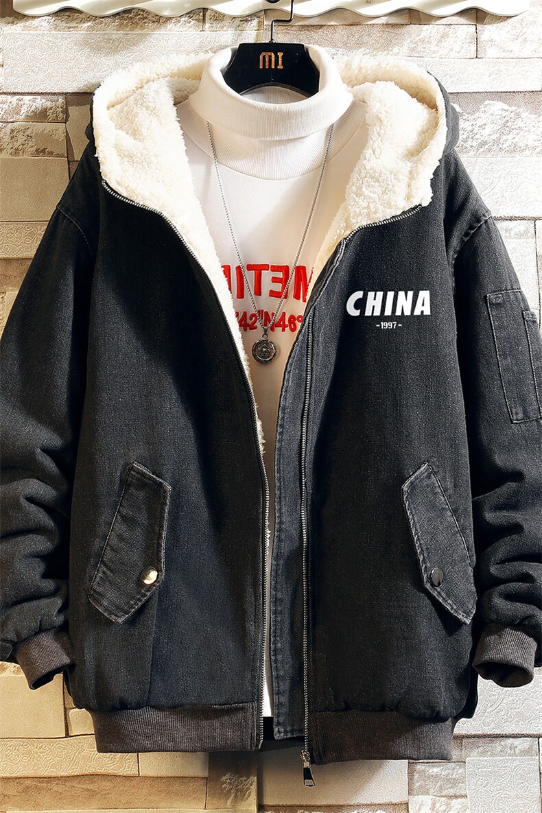 牛仔外套男大码加厚加绒衣男羊羔毛服男砖墙NM53248-P140,男装棉衣,电商A040A