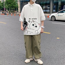 PL57116-P35 翻领短袖polo衫男大码胖子半袖t恤男有领保罗衫 模特图片
