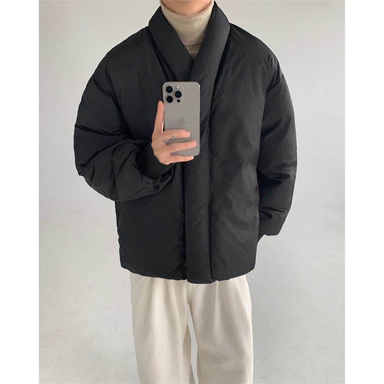 现货MH02-P125设计感无领棉服简约纯色保暖棉衣加厚外套男,男装棉衣,星座1501-3