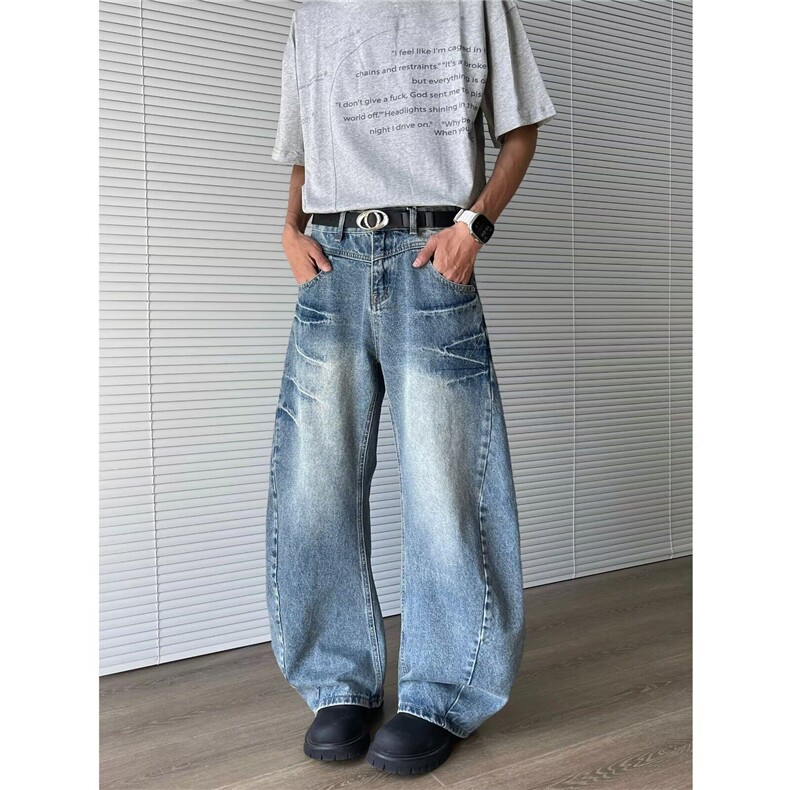 牛仔裤男女韩版潮流扎染帅气百搭2025夏季ins新款长裤RK2661-P51，男装牛仔裤，星座412-3