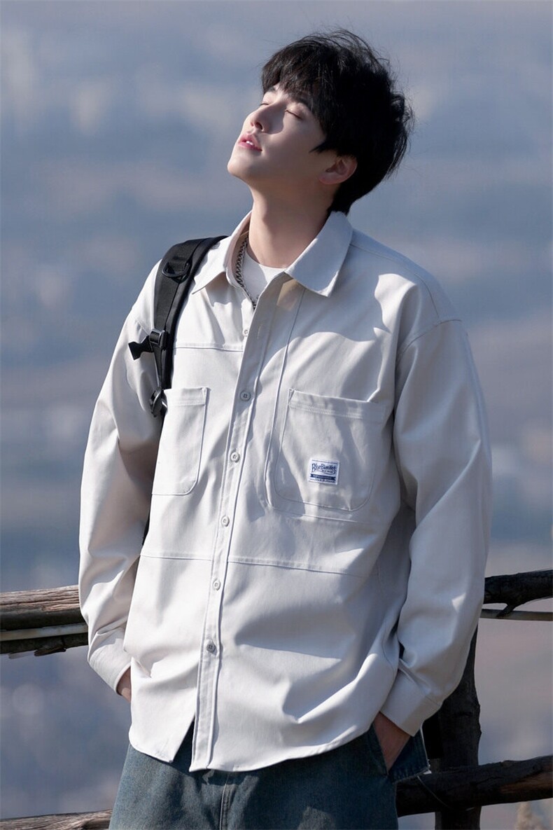 25年春季长袖衬衫男牛仔外套衬衣宽松现货DS-C323-1-S580-特批50,男装衬衫,电商C323-1