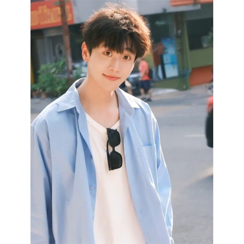 XZ1014-1-CS200-P40-少年感蓝色衬衫男,男装衬衫,星座1014-1