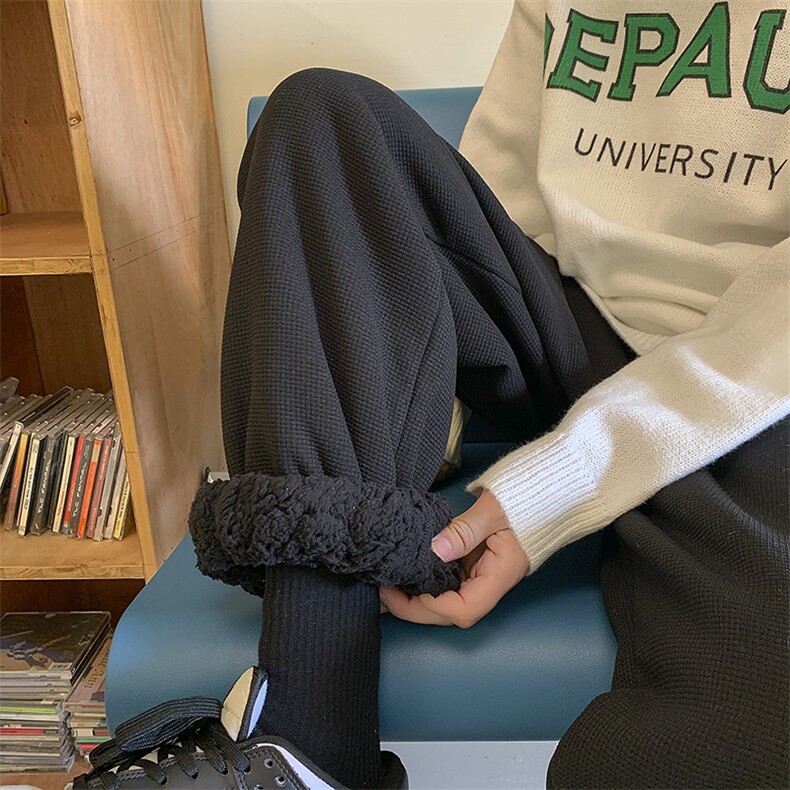 华夫格羊羔毛加绒束脚裤KP46批55控68薄款KP56批45控58,男装卫衣,星座604