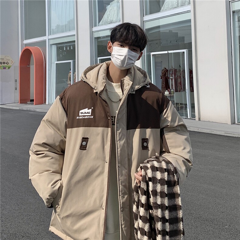EQ333美式可脱卸连帽拼色冬季工装棉衣外套男2024新款棉服,男装棉衣,电商C306-1