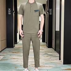 夏季休闲运动套装男士潮牌潮流短袖t恤冰丝衣服一套帅气TZ65-P45，男装T恤，星座509