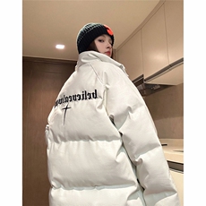 EQ345鳄鱼PU皮棉衣外套男女情侣装冬季加厚面包服2024新款，男装棉衣，电商C306-1
