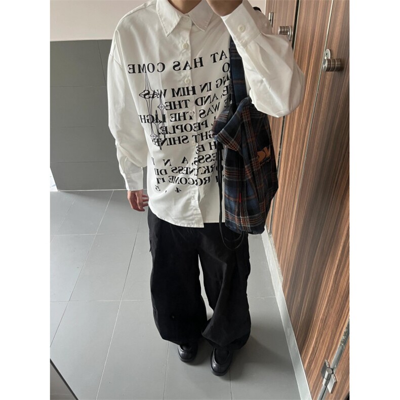 【有货】cleanfit白色字母衬衫男高级感痞帅长袖衬衣1288LL-P39,男装衬衫,星座1007（原301D）