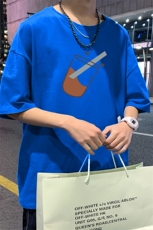 港风夏季新款22百搭休闲短袖T潮印花宽松男士圆领1210-2-6602-P15，男装T恤，星座1816-2（原1210–2）