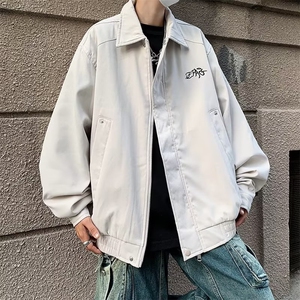 美式复古休闲工装夹克春秋季宽松痞帅男士衣服潮流刺绣高级感外套图片