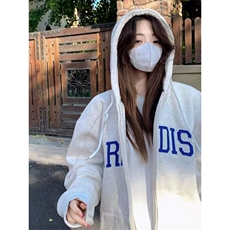 重磅秋冬季美式潮小众慵懒风甜美学院韩版拉链连帽卫衣外套女，女装短外套，星座506A